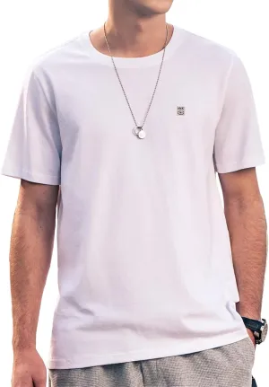 Men's Pure Cotton T-Shirt, Classic Round Neck Short Sleeved Top，Mens Crew Neck T Shirts