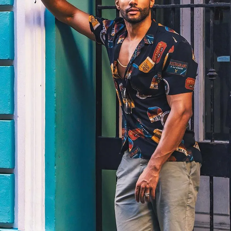Men'S Simple Personality Short Sleeve Shirt