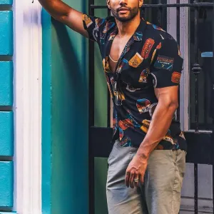 Men'S Simple Personality Short Sleeve Shirt
