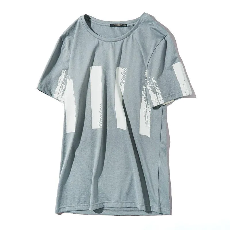 Men's simple printed round neck top