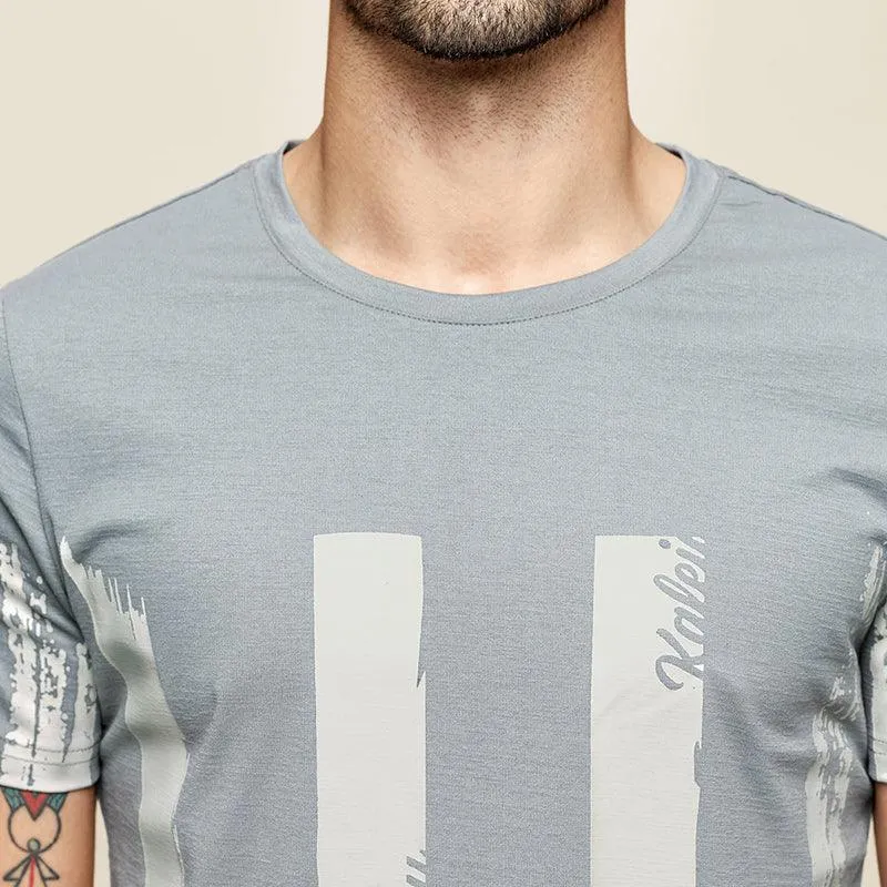 Men's simple printed round neck top