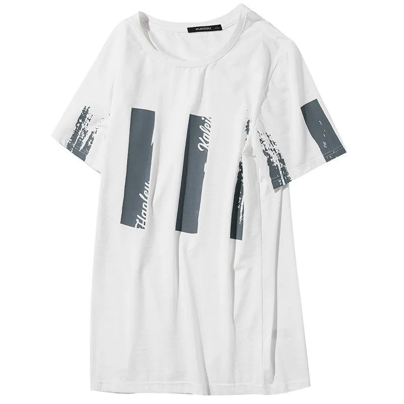 Men's simple printed round neck top