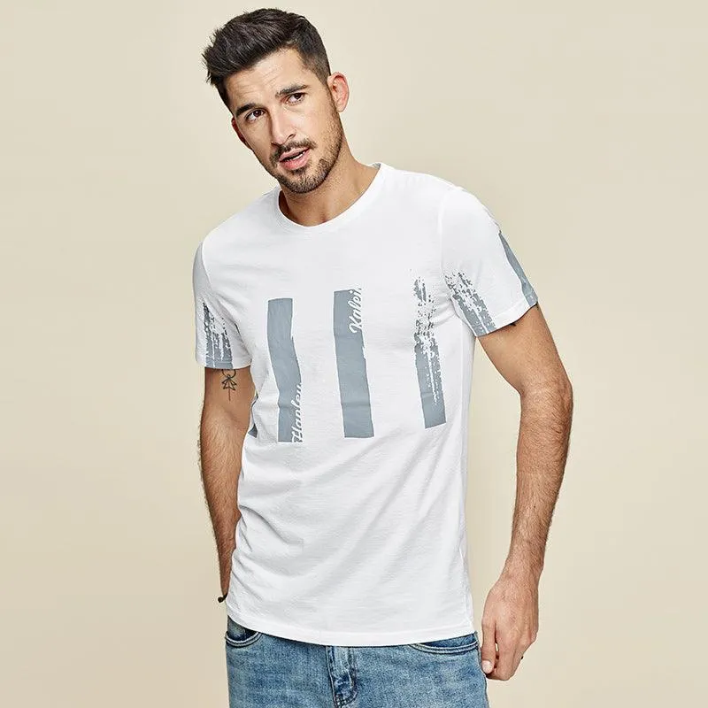 Men's simple printed round neck top