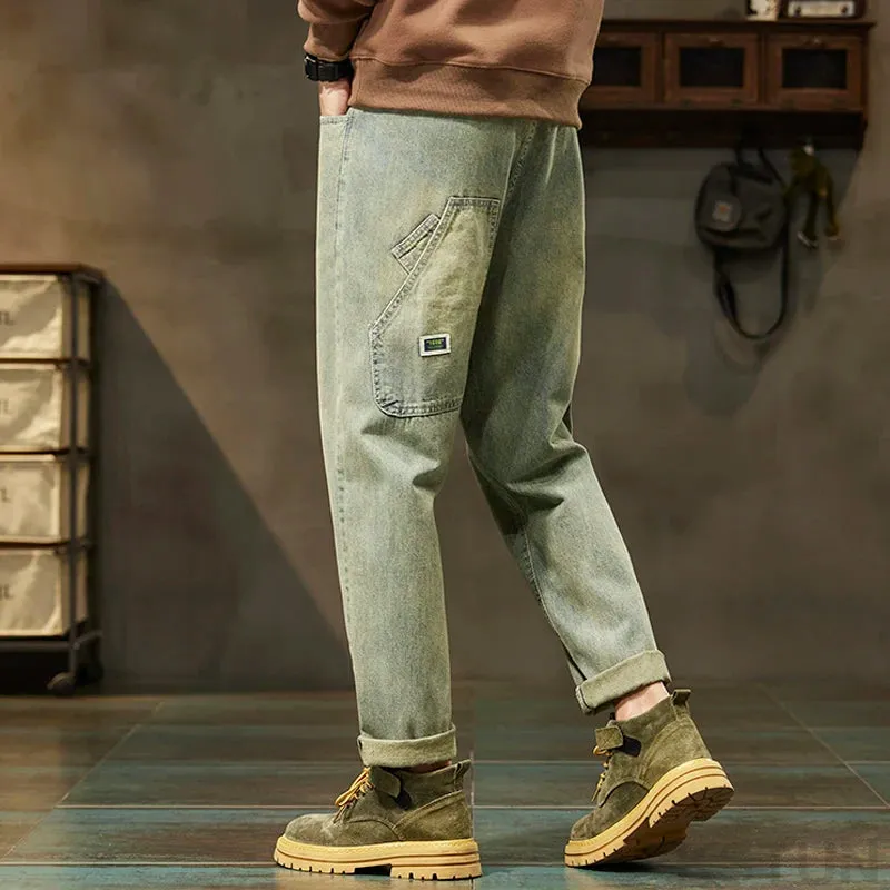 Mens Vintage Jeans Men Loose Fit Baggy Harem Pants Men Tapered Patchwork Streetwear Casual Men's Clothing Trousers Cowboys 2024