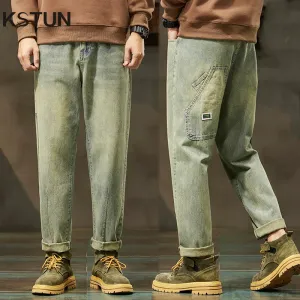 Mens Vintage Jeans Men Loose Fit Baggy Harem Pants Men Tapered Patchwork Streetwear Casual Men's Clothing Trousers Cowboys 2024