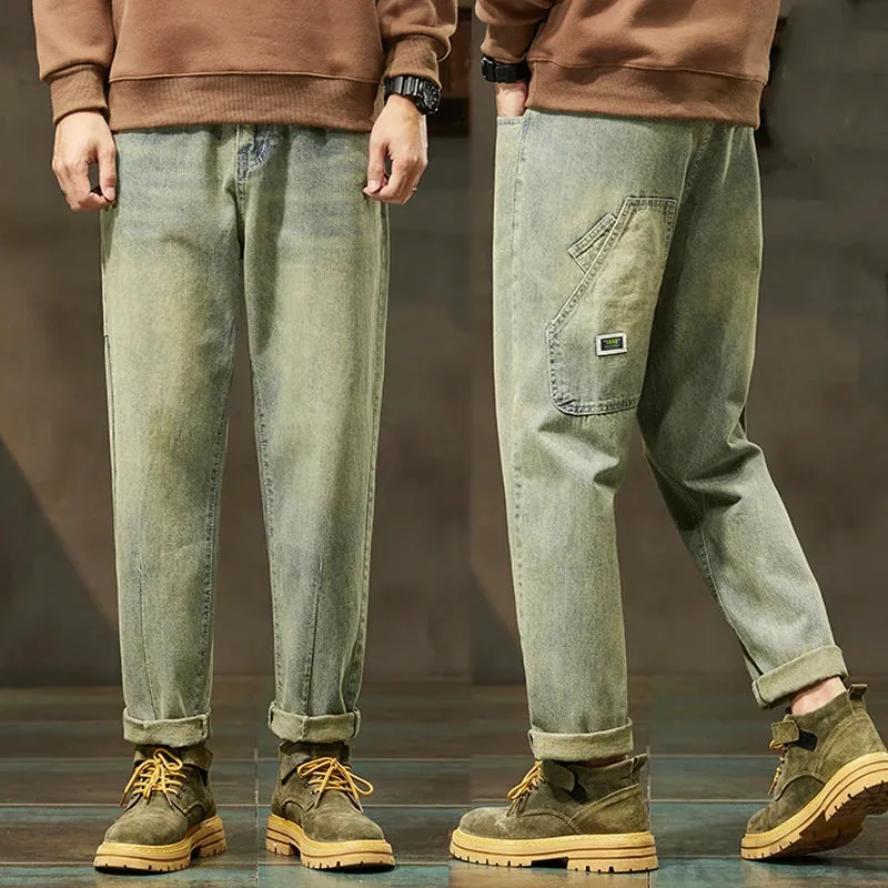 Mens Vintage Jeans Men Loose Fit Baggy Harem Pants Men Tapered Patchwork Streetwear Casual Men's Clothing Trousers Cowboys 2024