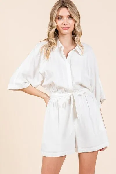 Mittoshop Tie Waist Half Sleeve Romper