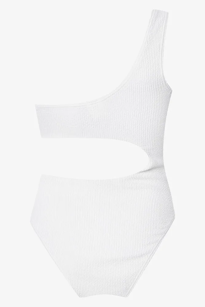 Monokini Textured Swimsuit White