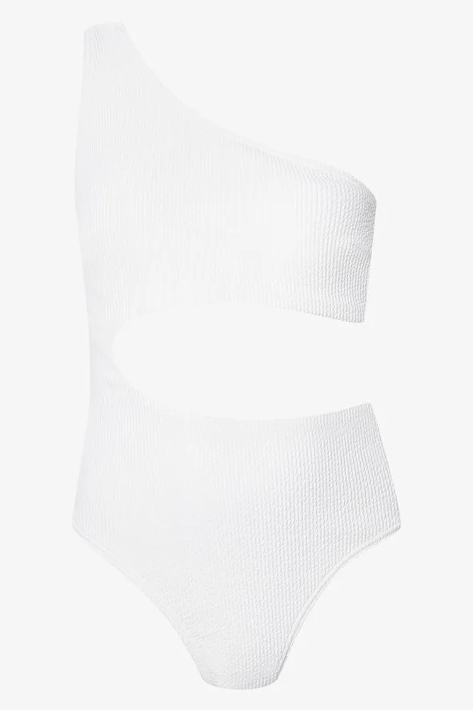 Monokini Textured Swimsuit White