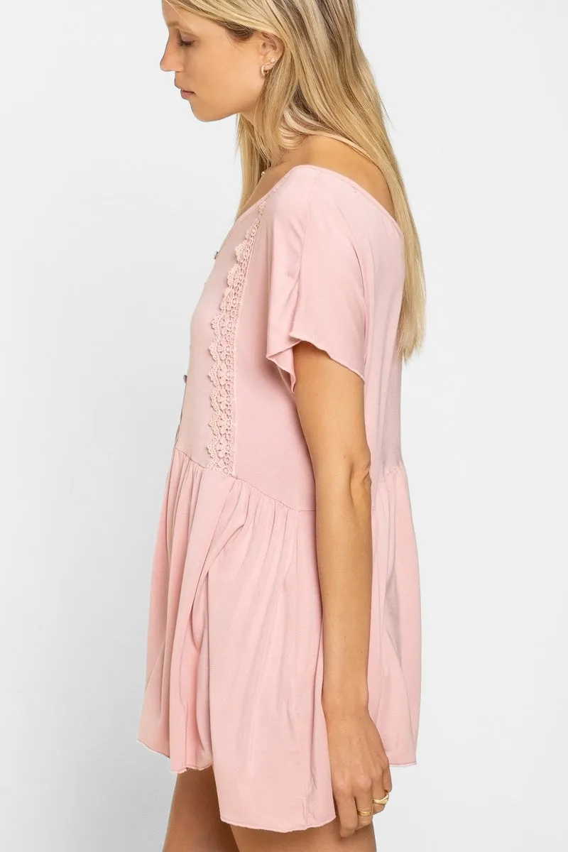 My Everyday Rayon Jersey Half Button Babydoll Tunic Top