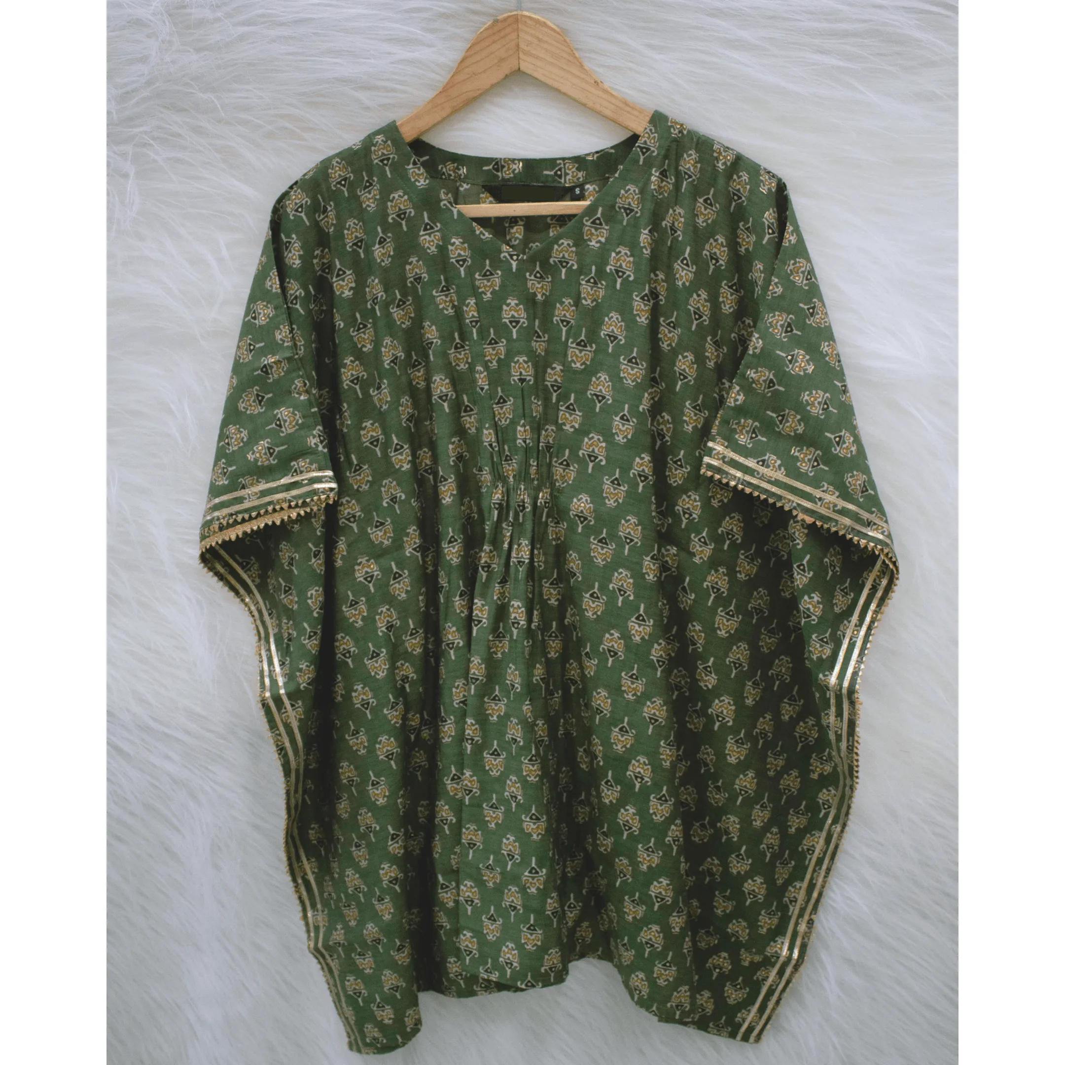 OLIVE GREEN SHORT KAFTAN TUNIC