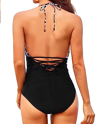 One Piece Sexy Halter V Neck Swimsuits