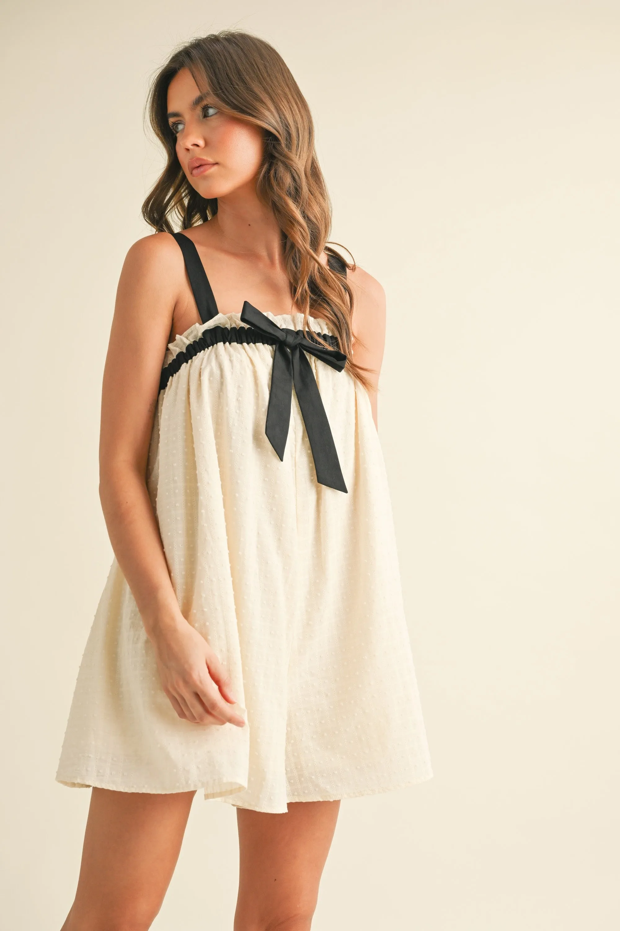 Oversized Bow Romper - Cream