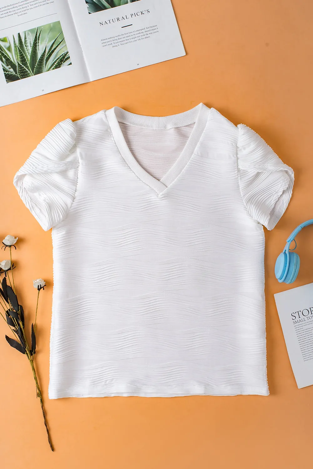 Peyton V-Neck Petal Sleeve Blouse