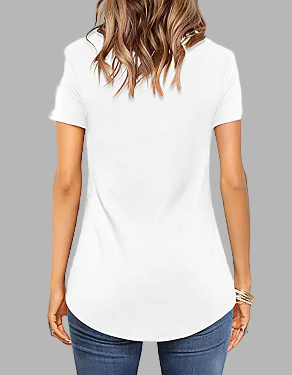 Plain Front Cross V-Neck Short Sleeve Loose T-Shirt
