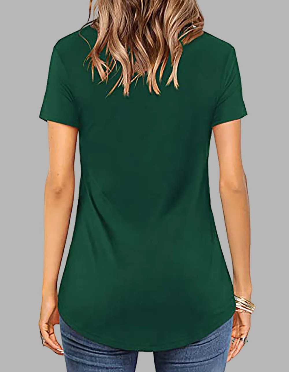 Plain Front Cross V-Neck Short Sleeve Loose T-Shirt