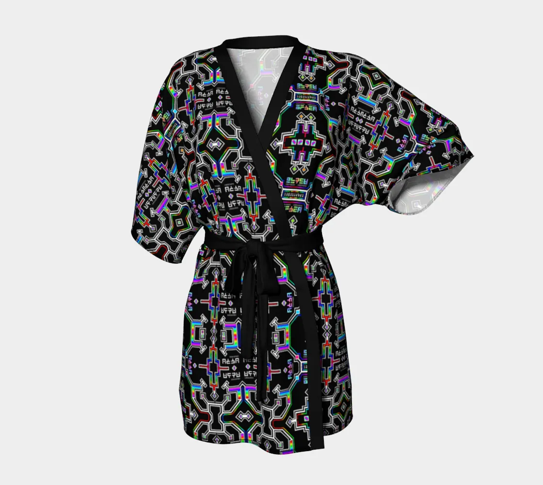 Prismatic Grid Kimono Robe