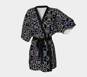 Prismatic Grid Kimono Robe