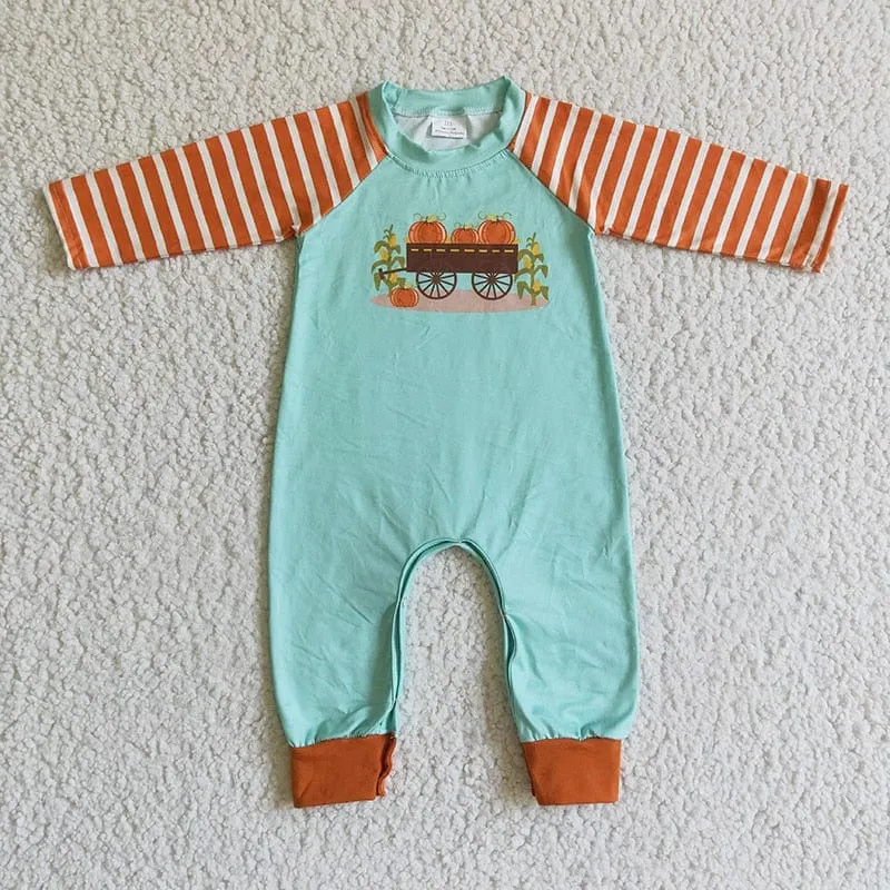 "Little Pumpkin Wagon" Fall Romper