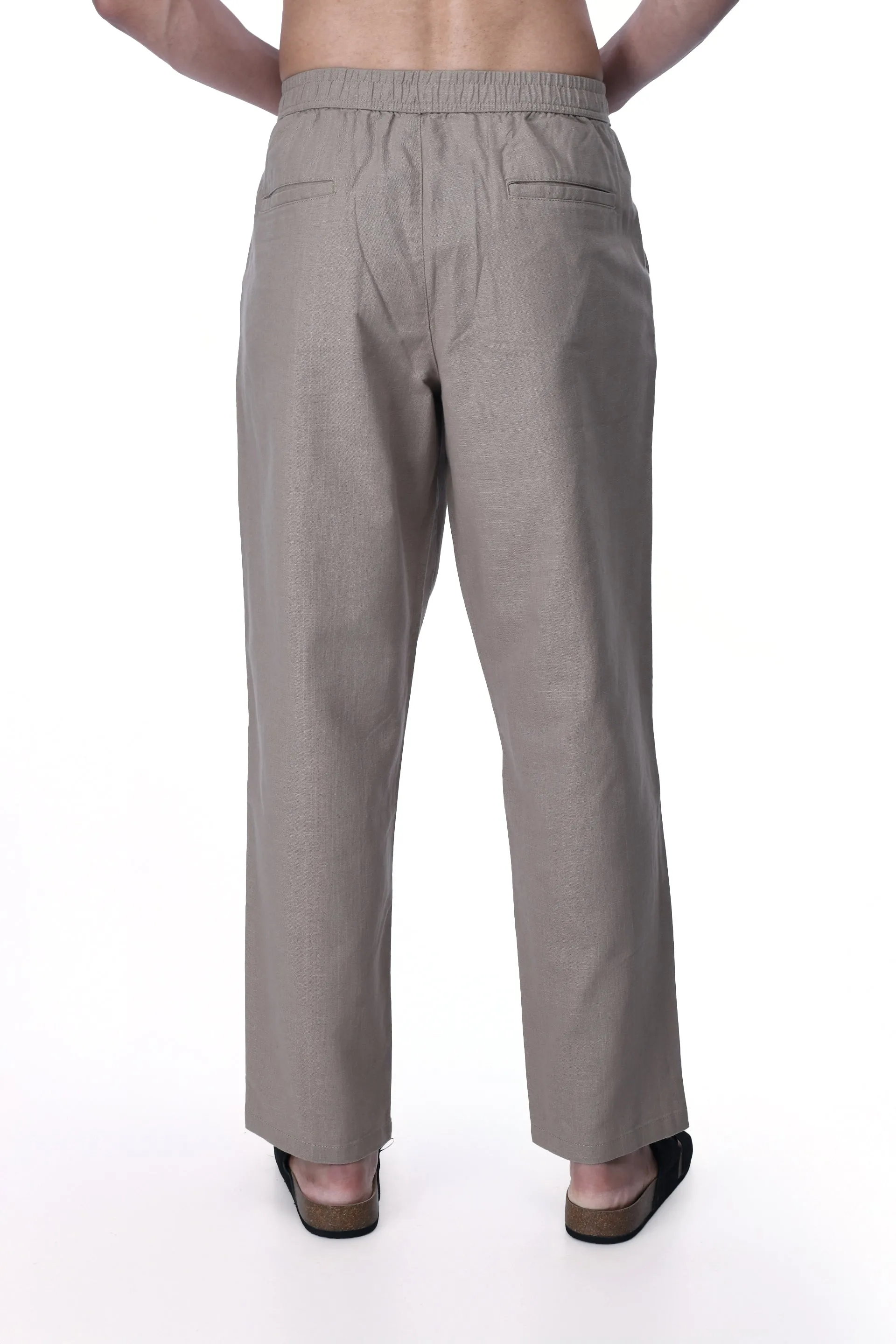 RAW SLUB RELAXED FLEXIWAIST PANTS IN BEIGE