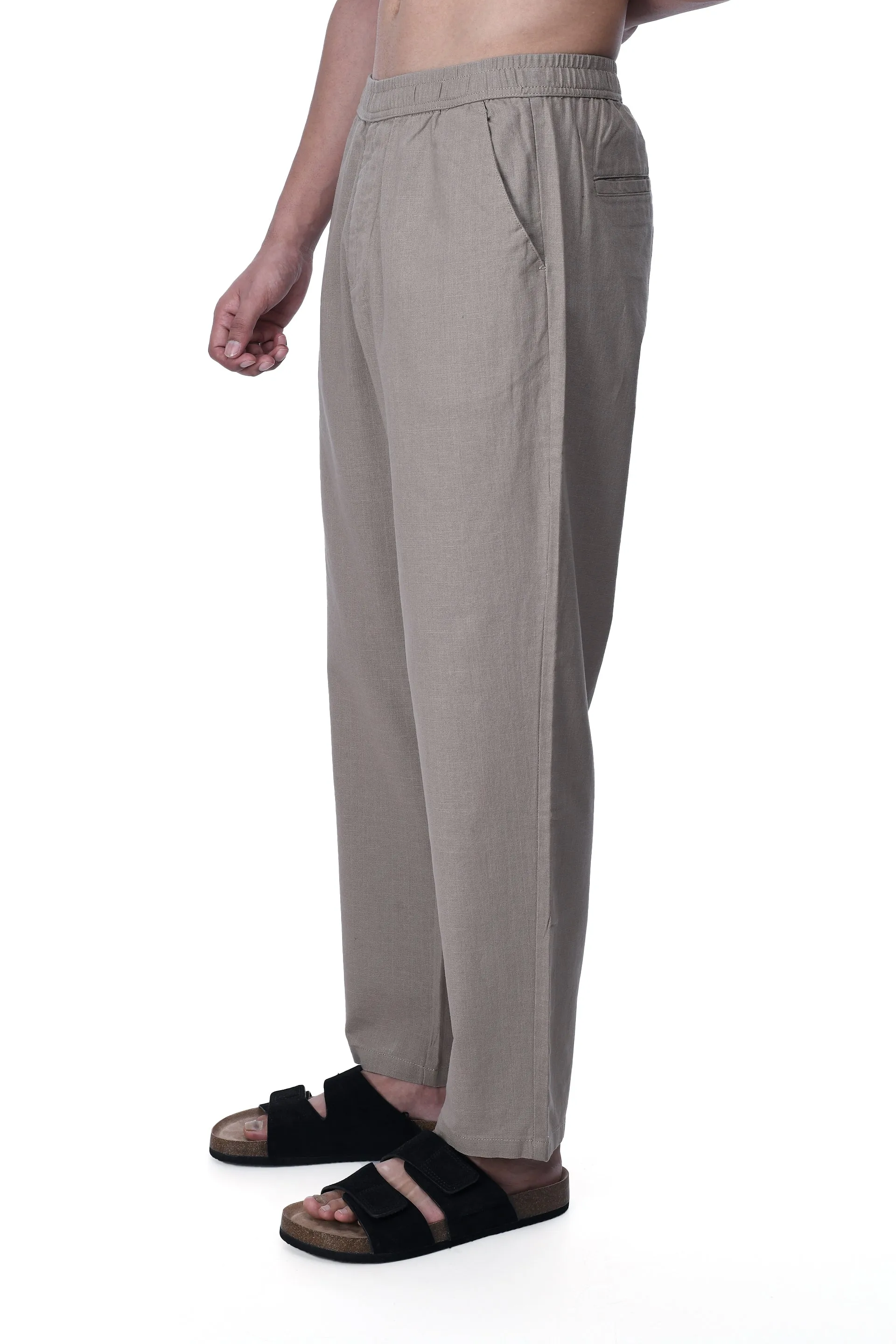 RAW SLUB RELAXED FLEXIWAIST PANTS IN BEIGE