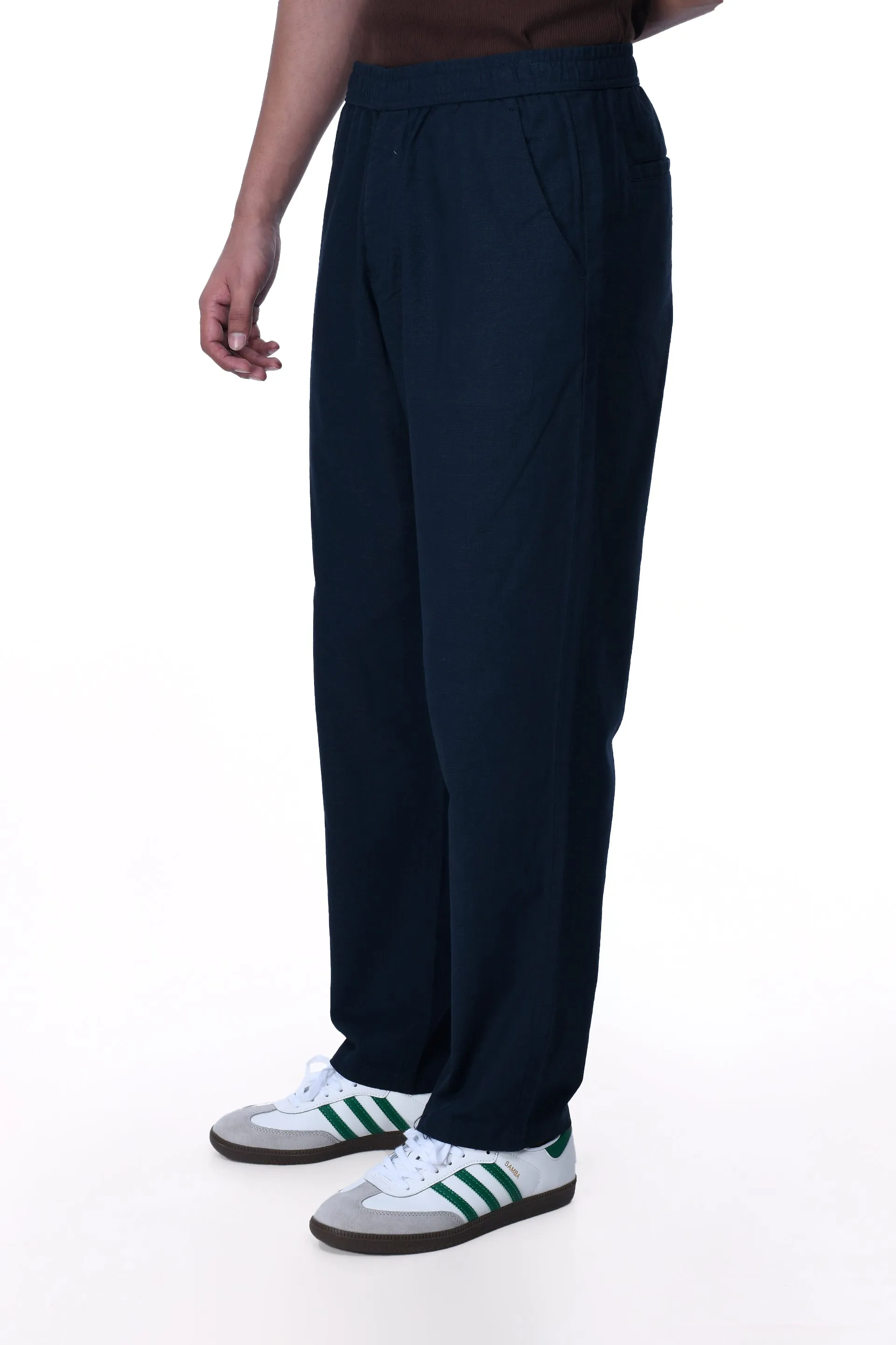 RAW SLUB RELAXED FLEXIWAIST PANTS IN BLUE