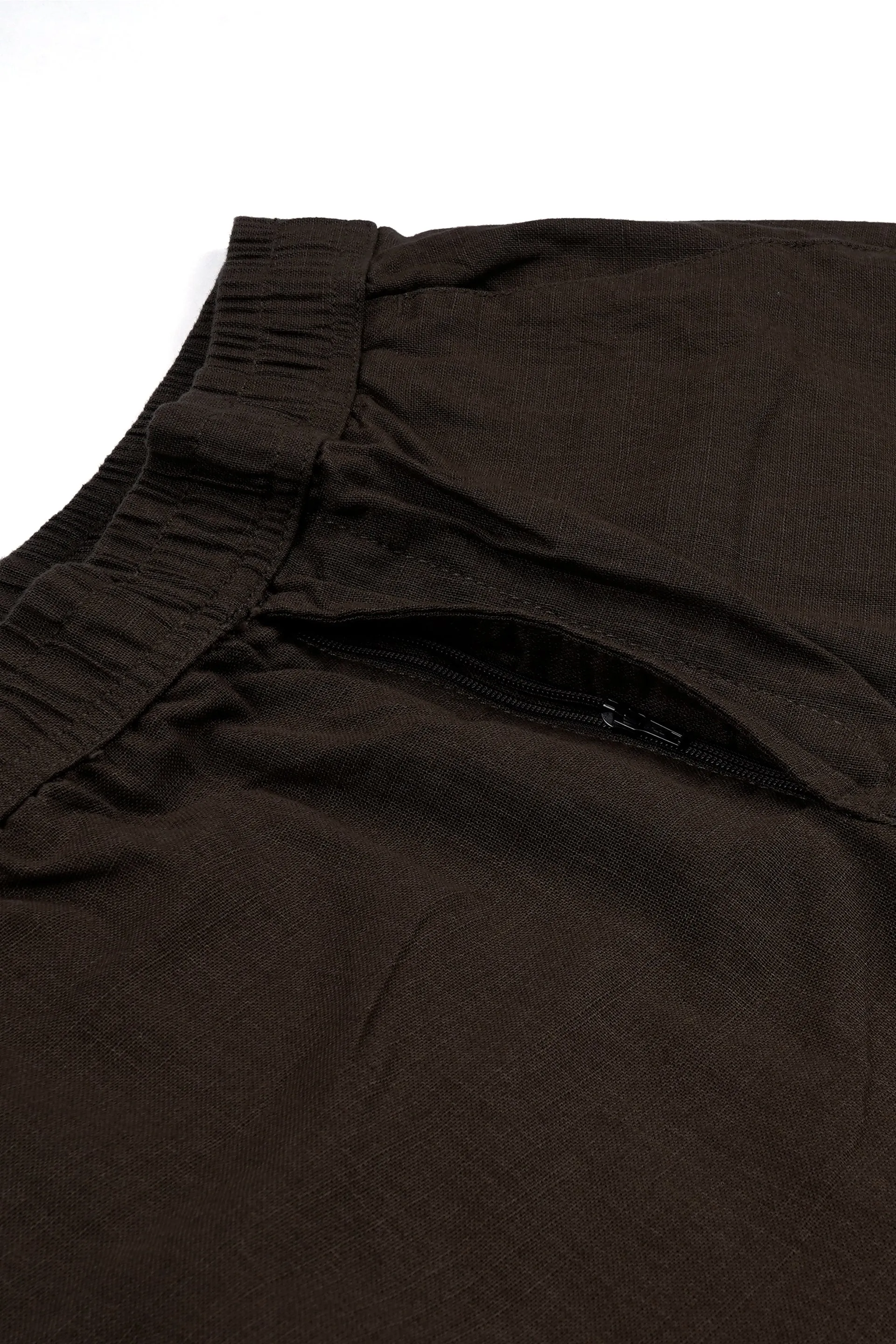 RAW SLUB RELAXED FLEXIWAIST PANTS IN BROWN