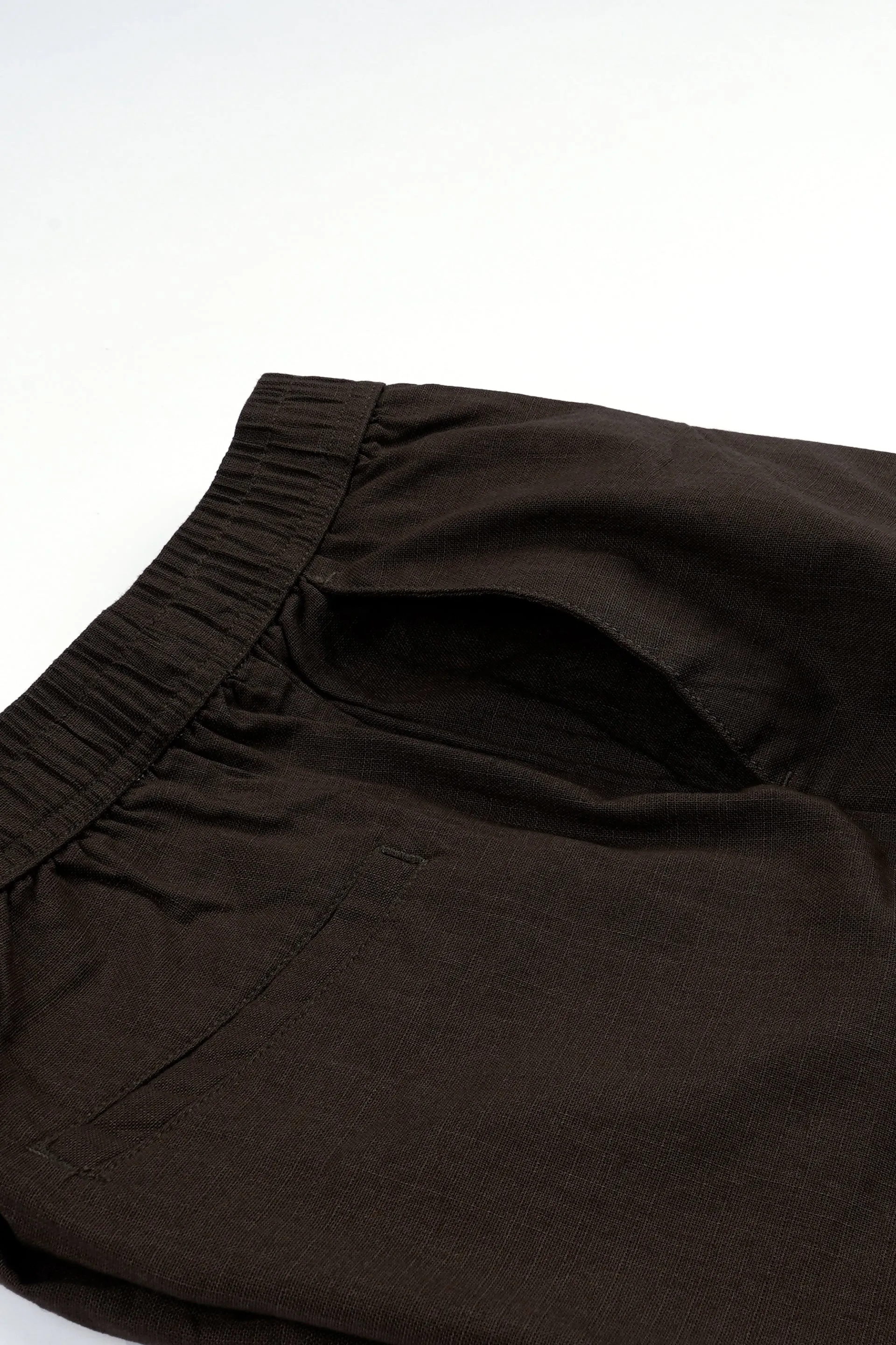 RAW SLUB RELAXED FLEXIWAIST PANTS IN BROWN
