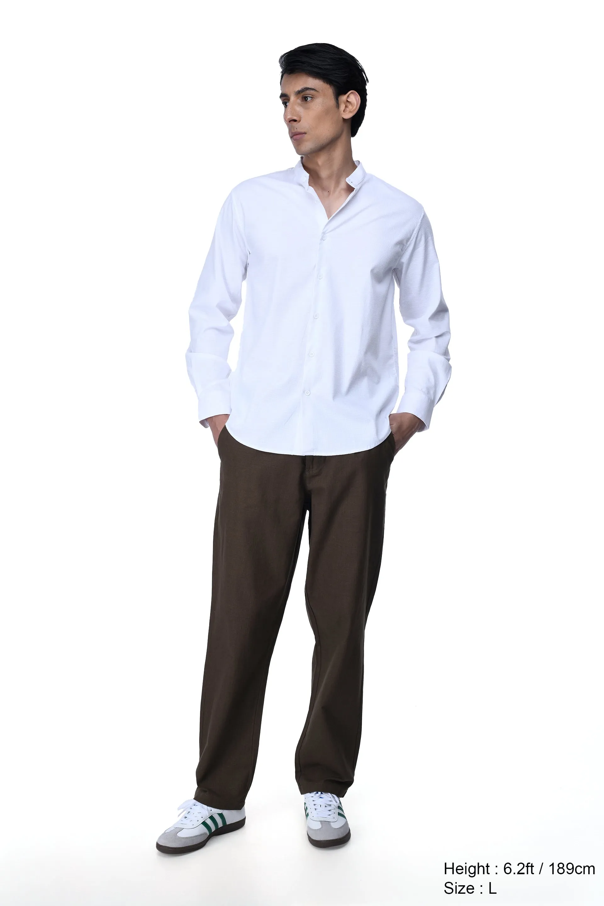 RAW SLUB RELAXED FLEXIWAIST PANTS IN BROWN