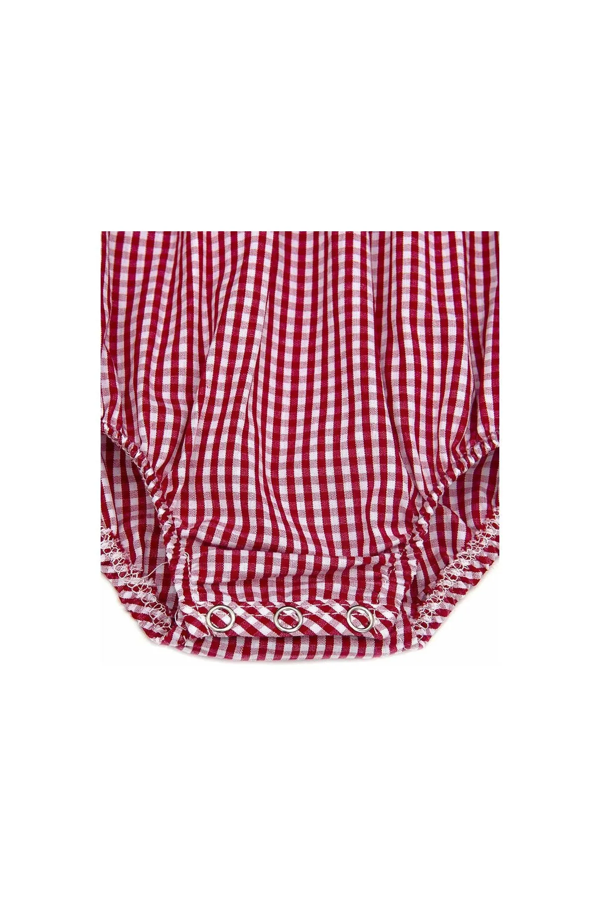 Red plaid crab smocked baby romper