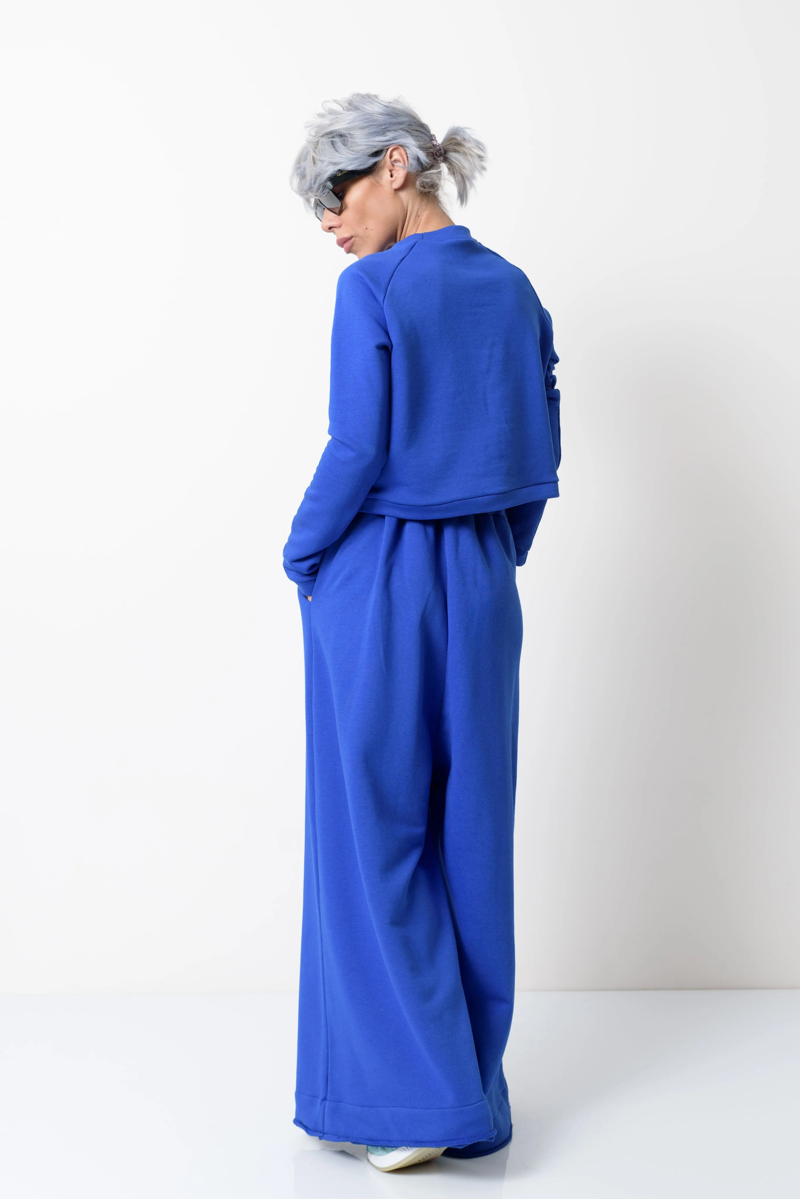 Royal Blue Two Piece Tracksuit Set For Women
