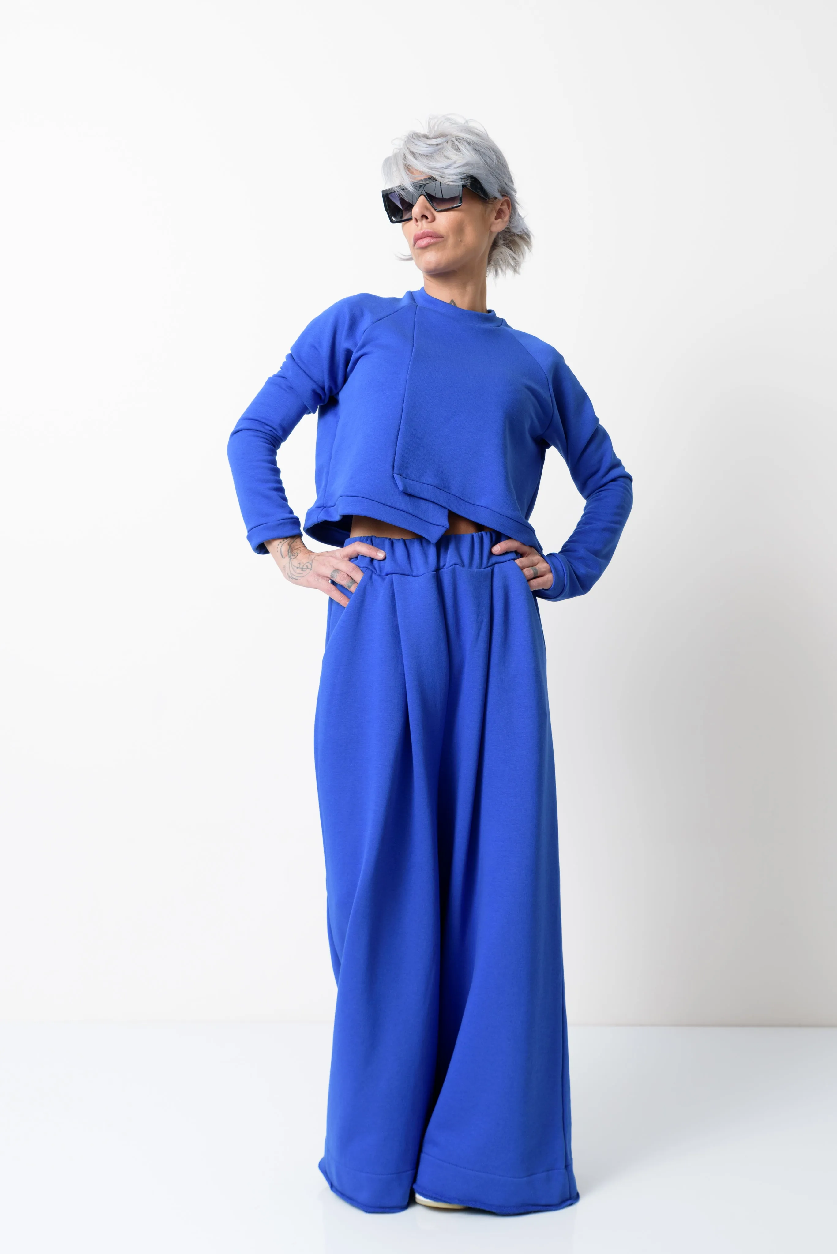 Royal Blue Two Piece Tracksuit Set For Women