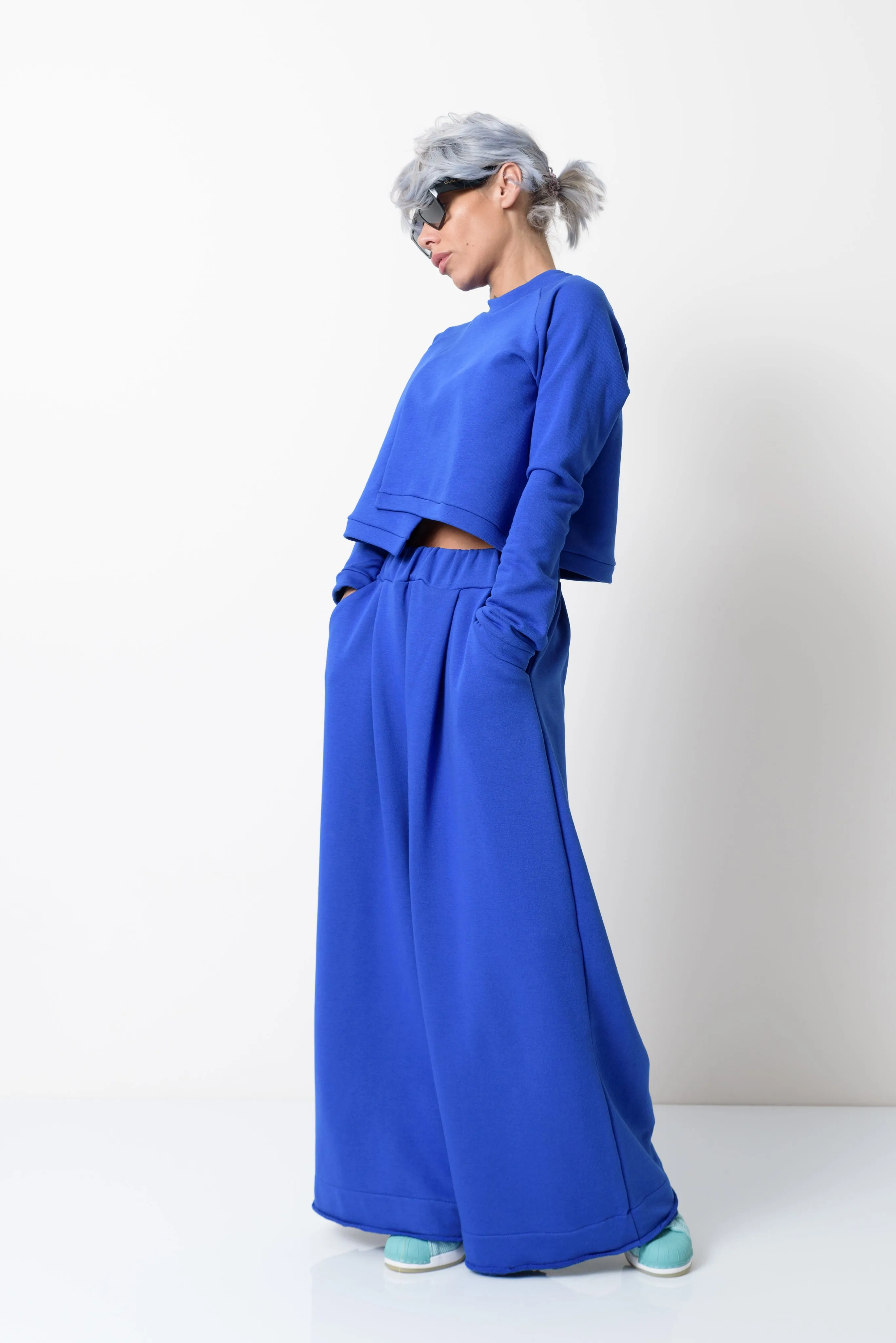 Royal Blue Two Piece Tracksuit Set For Women