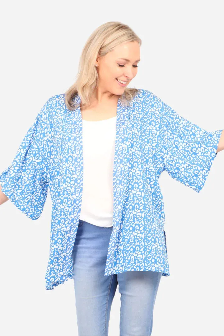 Sarta Green Two Tone Leopard Print Kimono