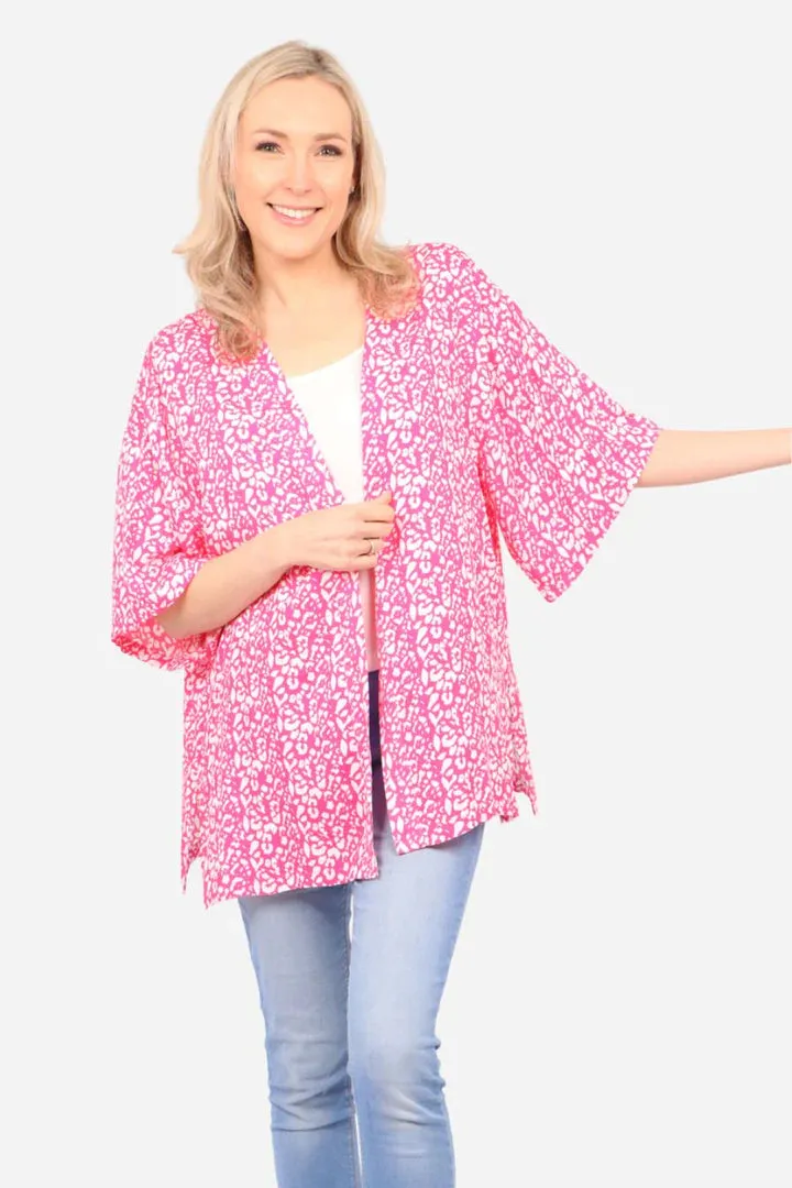 Sarta Green Two Tone Leopard Print Kimono