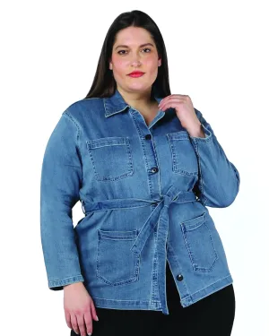 Sasha Denim Jacket With Belt | Medium Wash