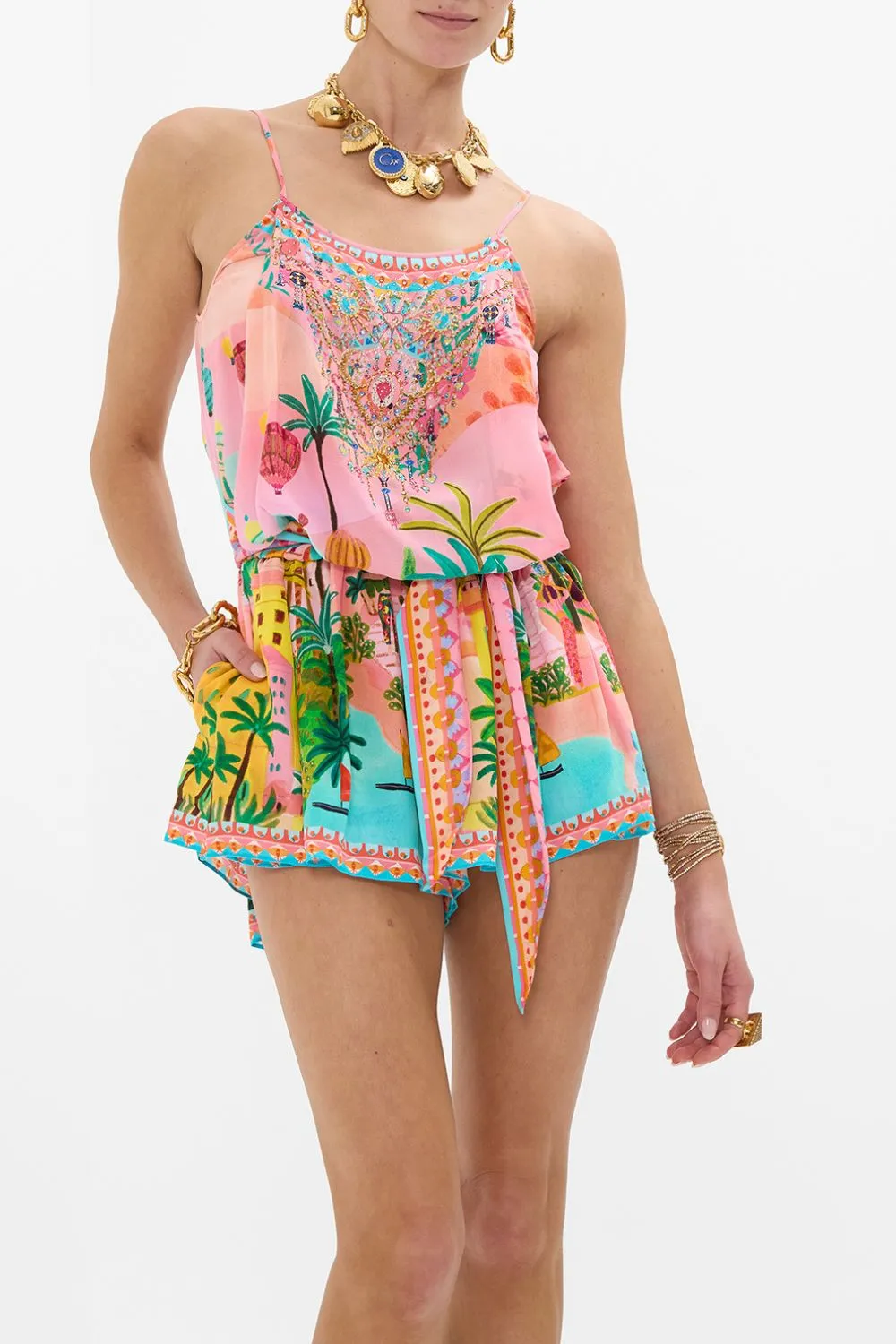 SHOESTRING STRAP PLAYSUIT SISTER SUNSET