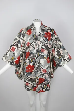 Short Kimono with colourful leaf pattern - S/M