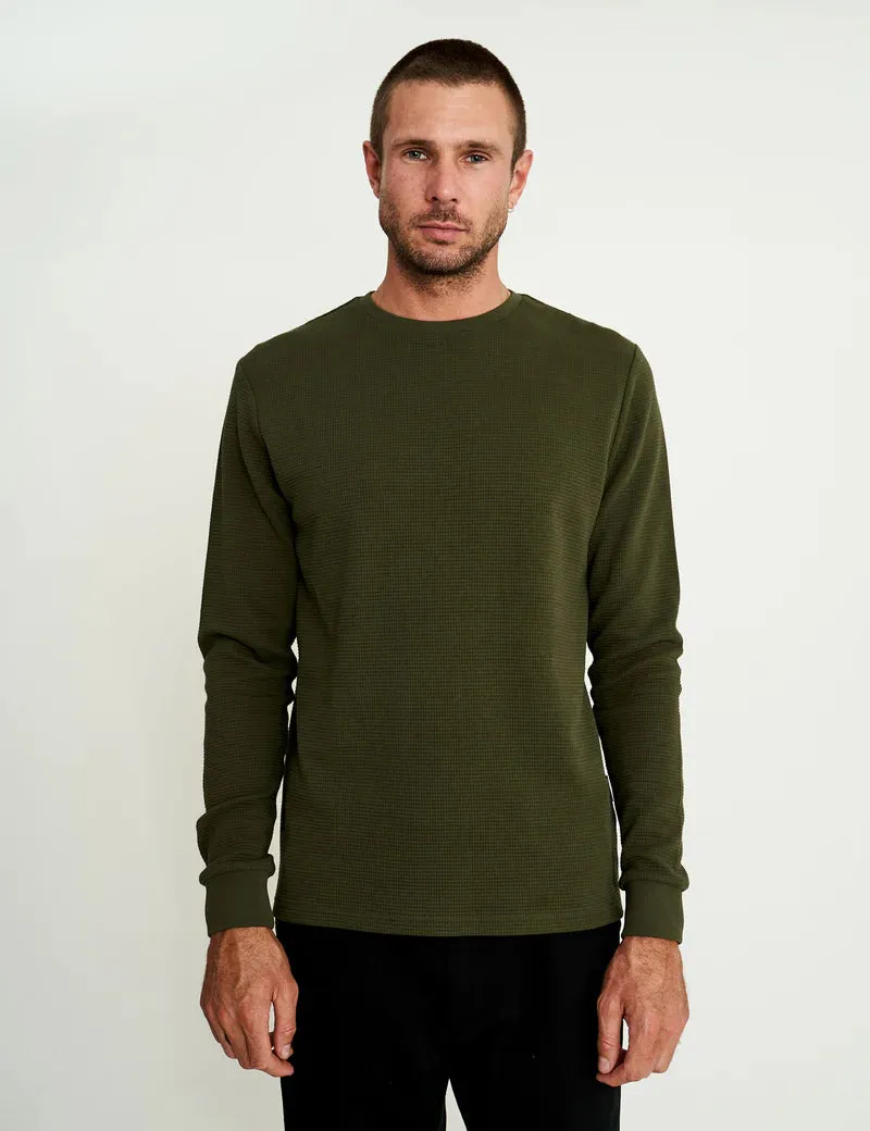 Simple | Smith Long Sleeve Waffle | Fatigue