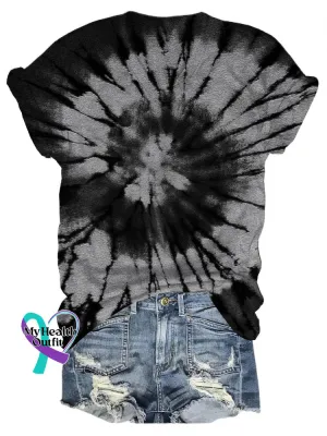Simple tie-dye vintage print casual V-neck short sleeve