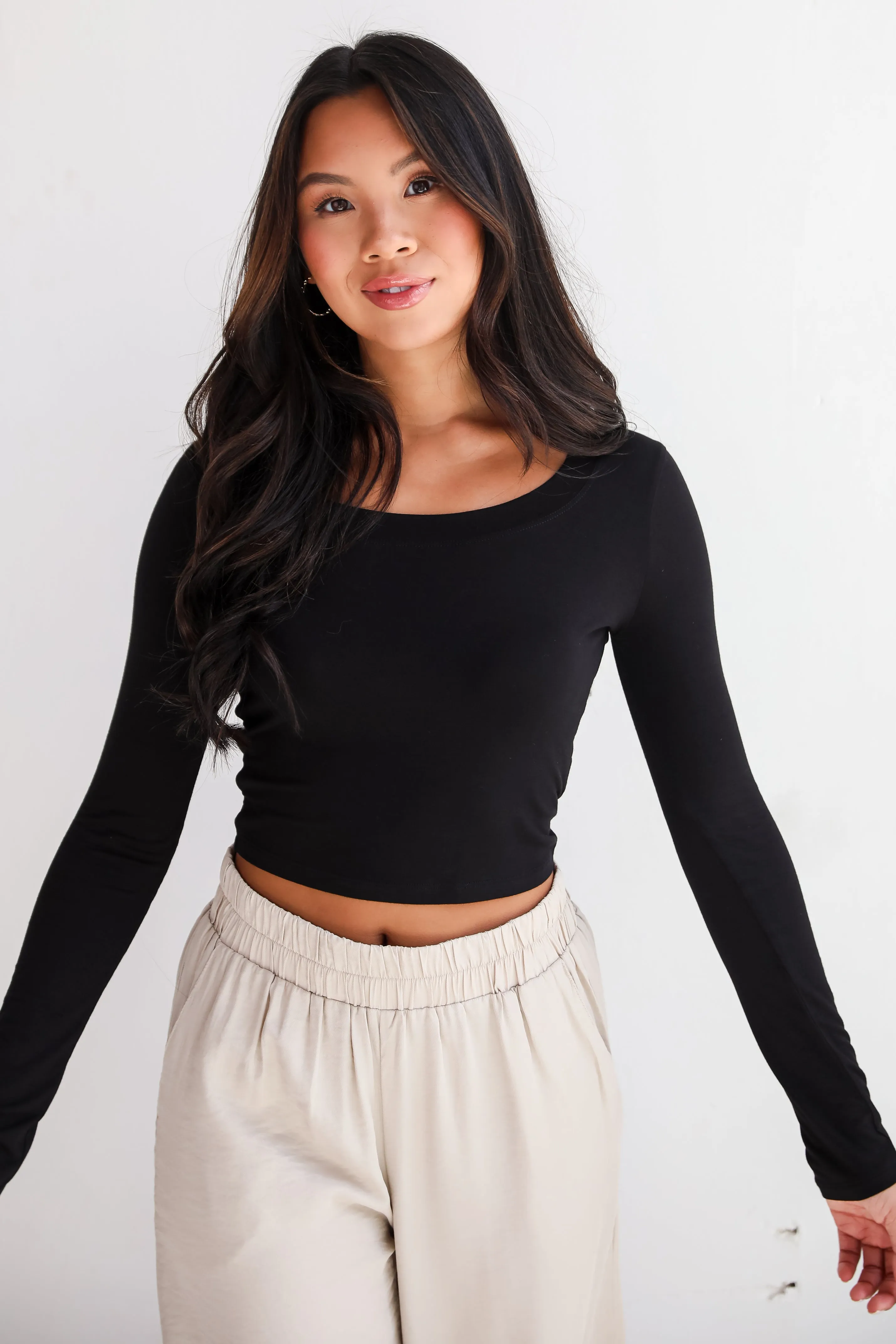 Sloane Everyday Cropped Long Sleeve Top - DU DEAL