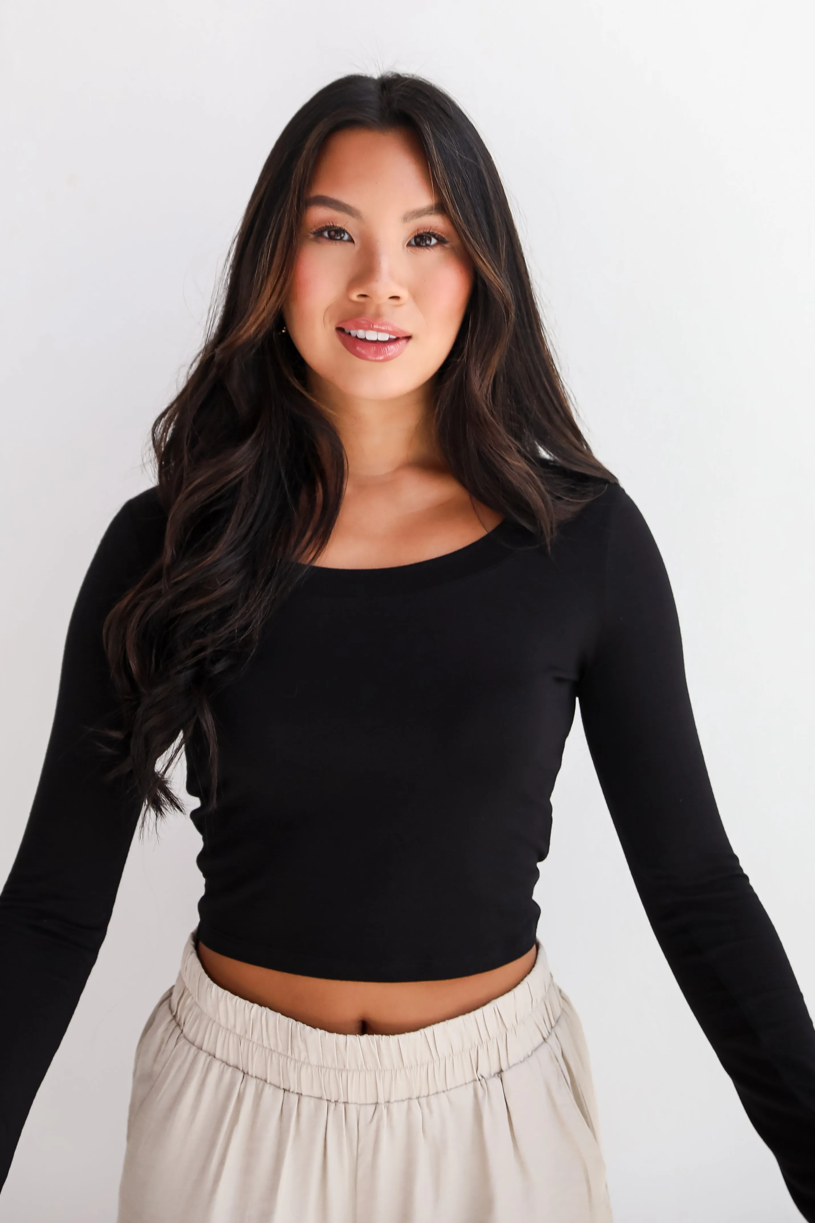 Sloane Everyday Cropped Long Sleeve Top - DU DEAL