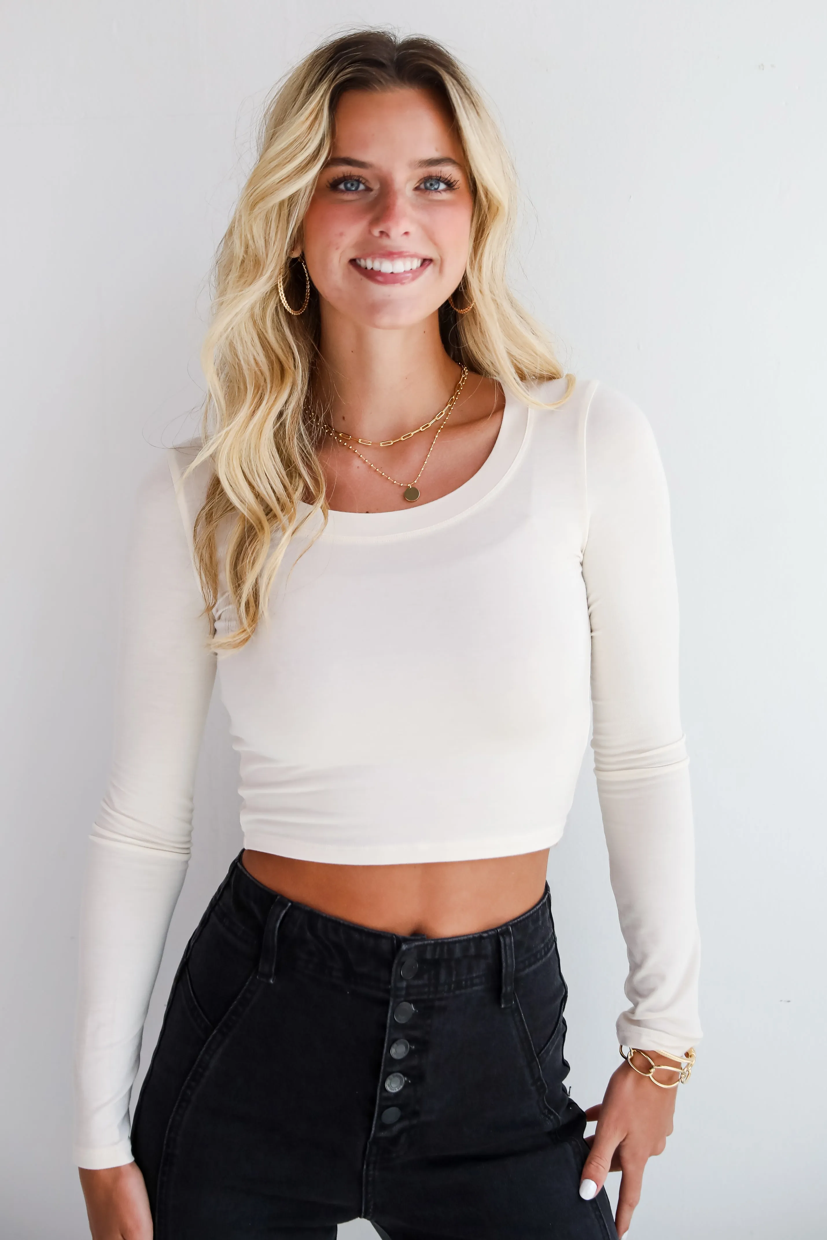 Sloane Everyday Cropped Long Sleeve Top - DU DEAL