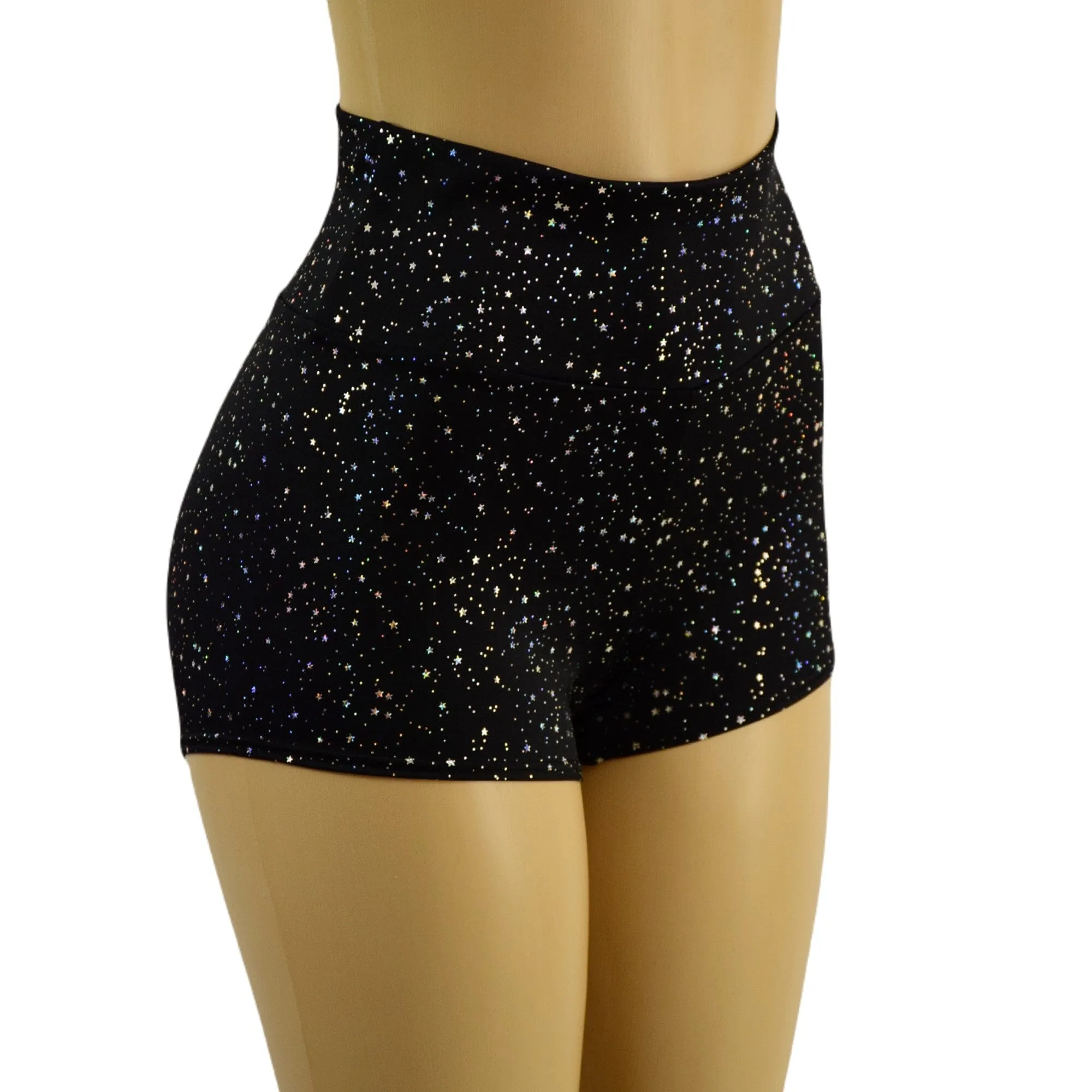 Star Noir High Waist Shorts with Grape Holo Star on Left Cheek