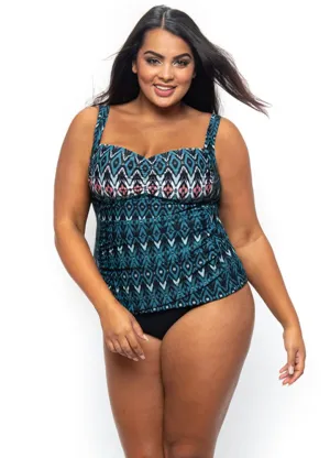 Tahitian Tiled Plus Size Tankini Top