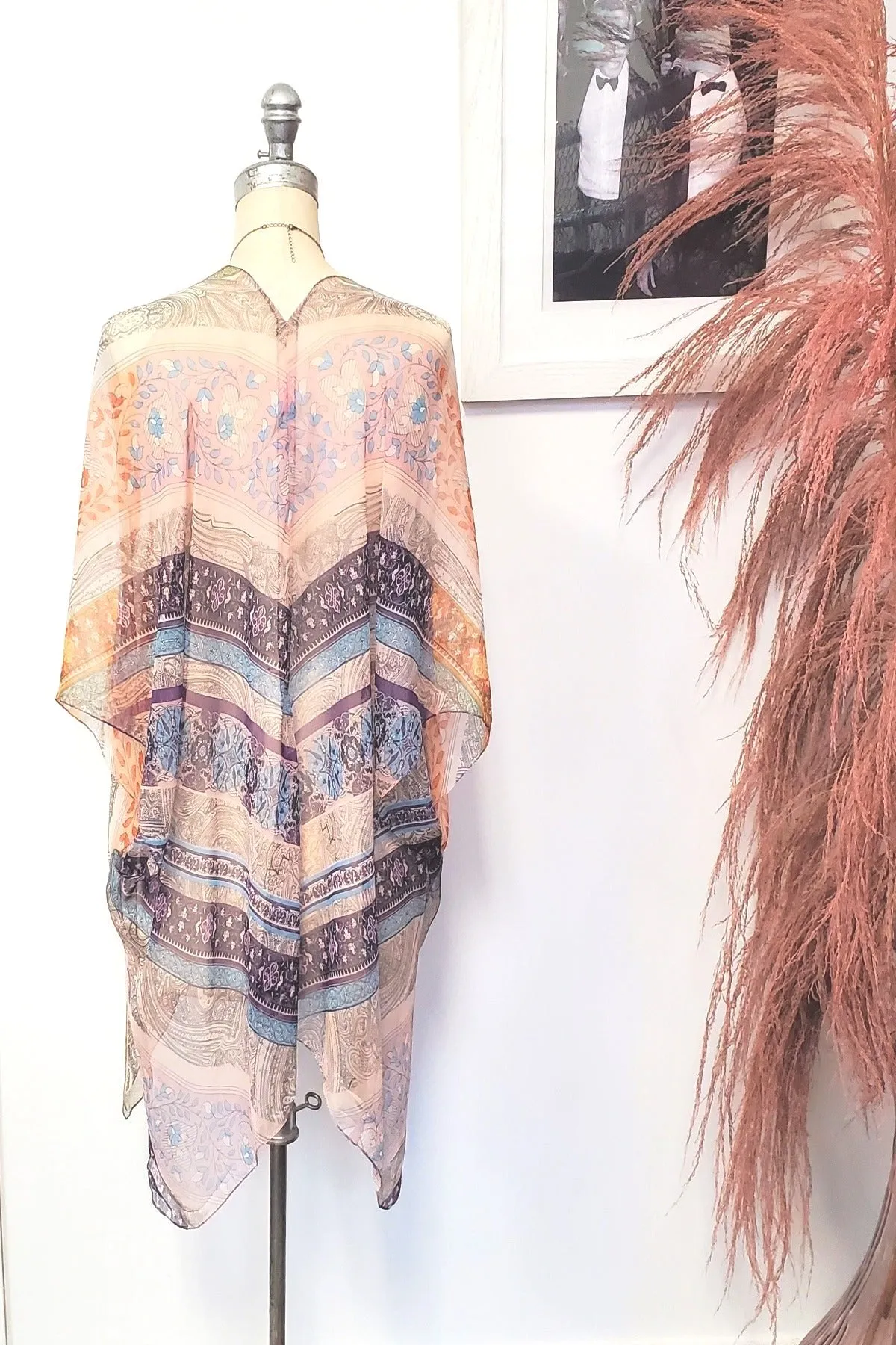 Tangerine Boho Print Kimono
