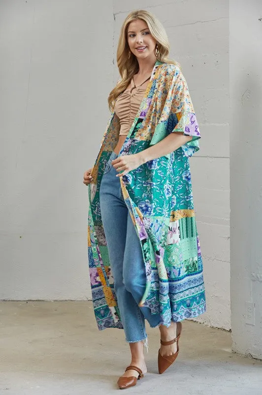 Teal & Purple Maxi Kimono