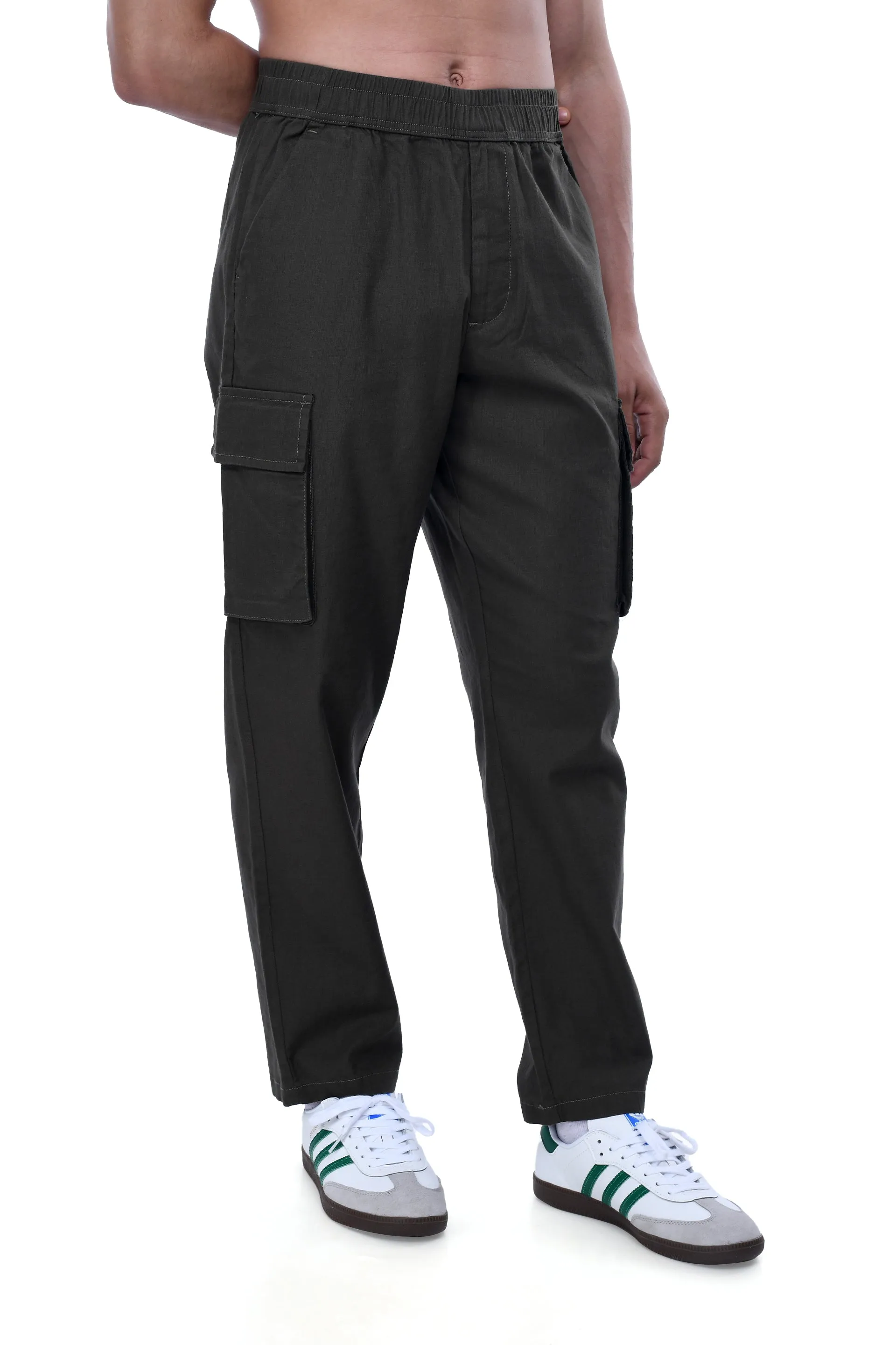 TEXTURED RELAXED FLEXIWAIST CARGO IN GREEN