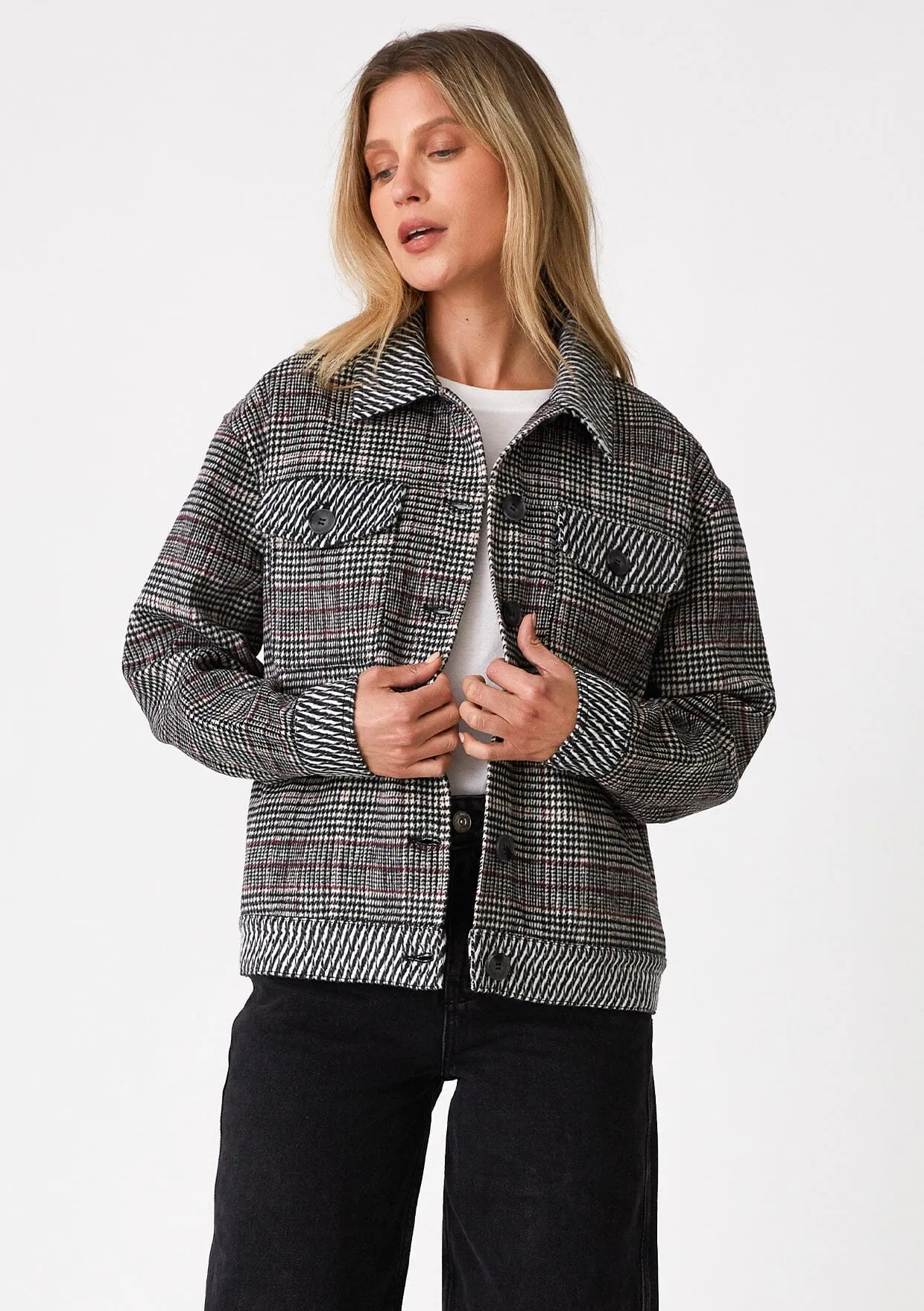Tori Patchwork Plaid Jacket