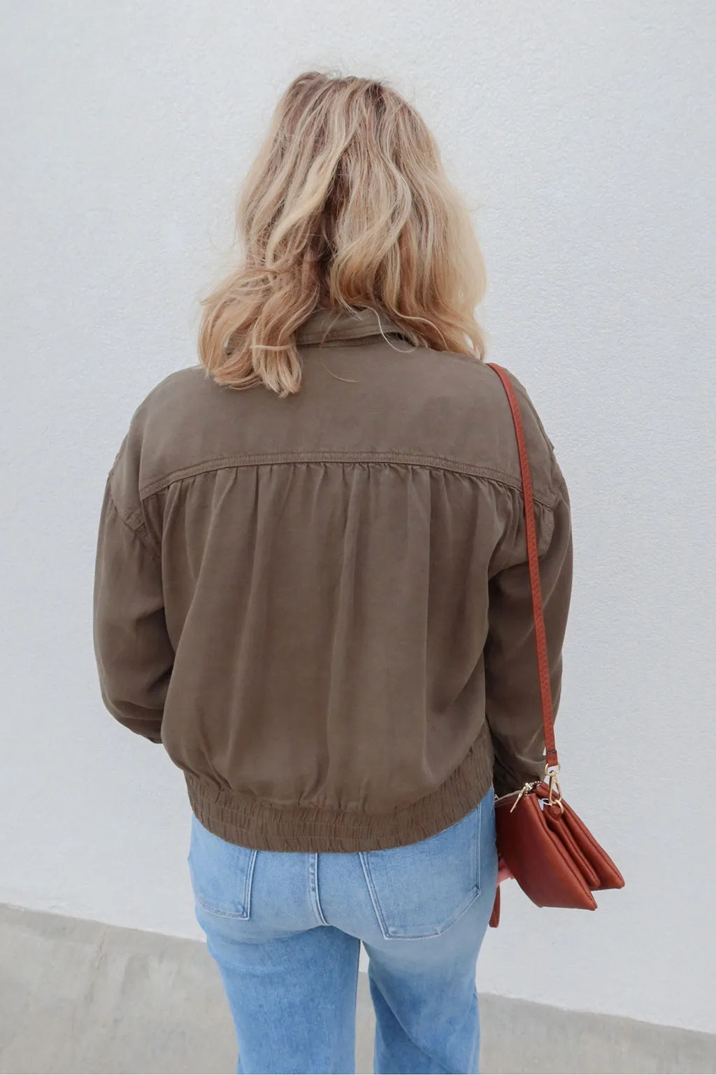 Tribal Brand Olive Casual Jacket With Elastic Waist